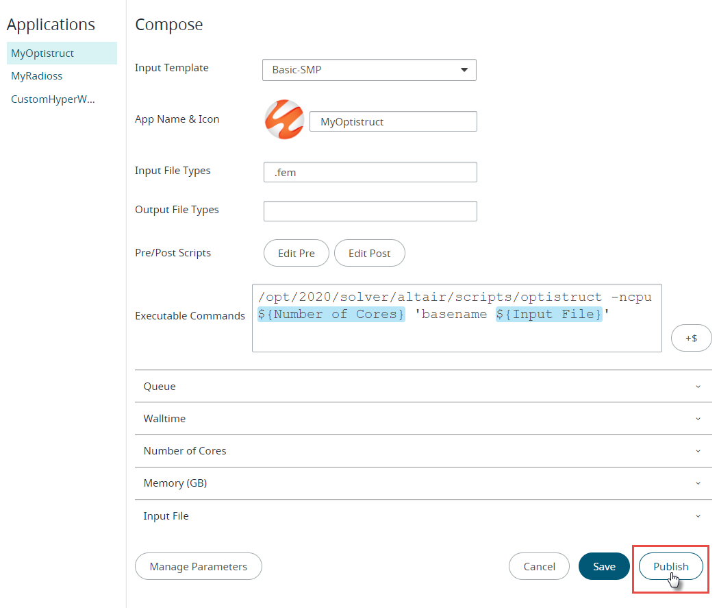 Publish Application Definitions