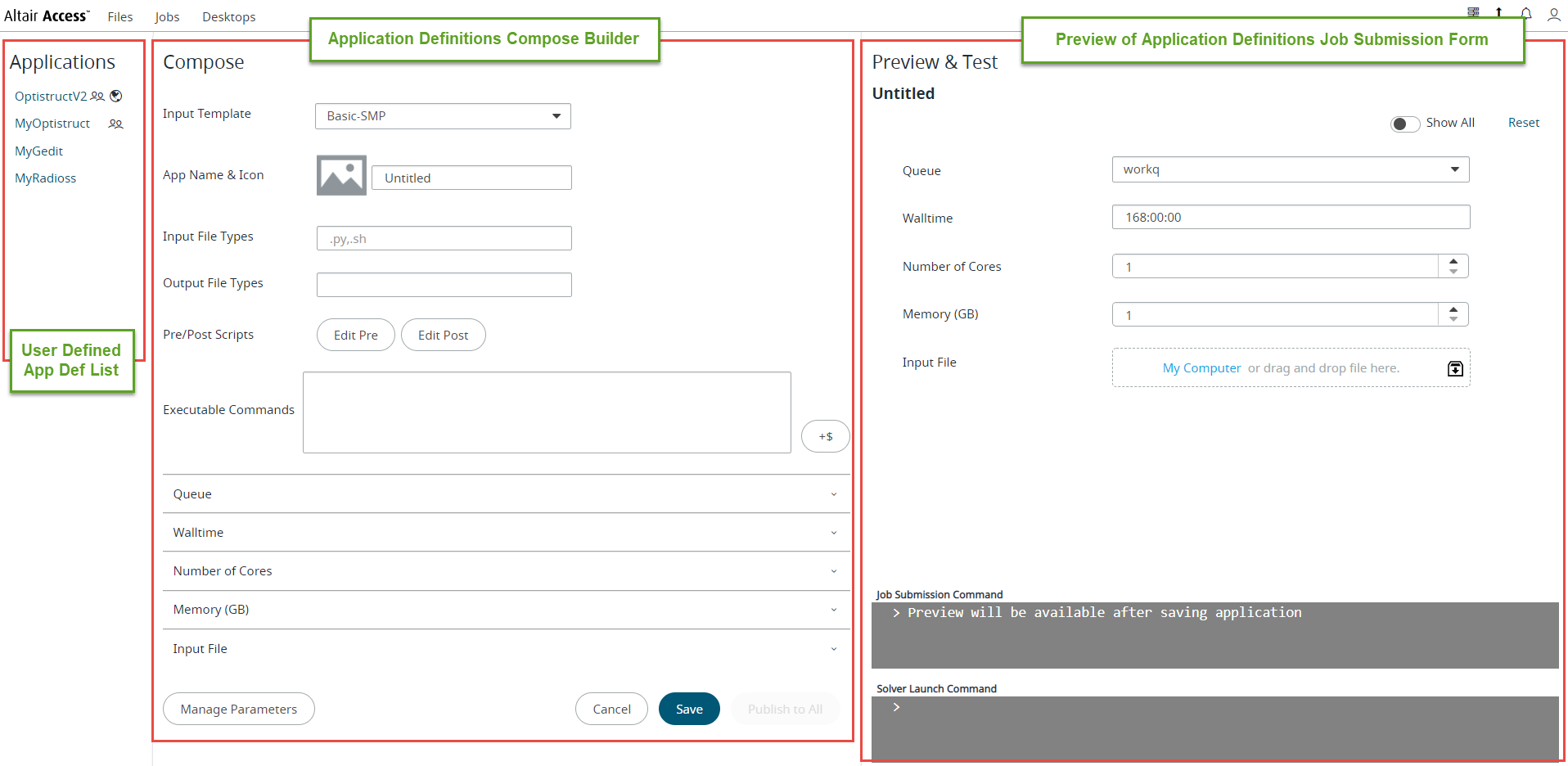 Application Definitions Composer