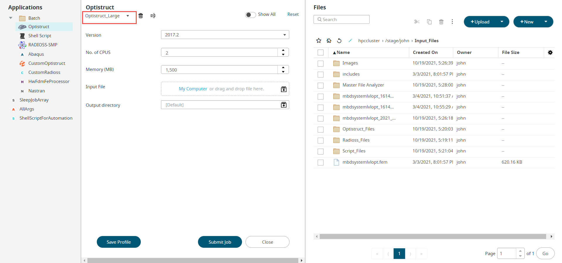 Profile Job Submission Form