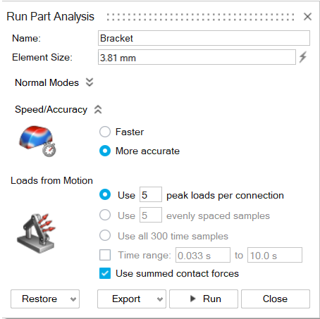 Run Analysis on a Part